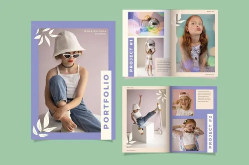 手绘清新卡通摄影工作室介绍儿童相册培训班矢量设计模板素材