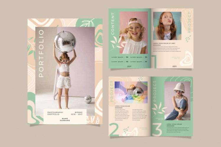 手绘清新卡通摄影工作室介绍儿童相册培训班矢量设计模板素材