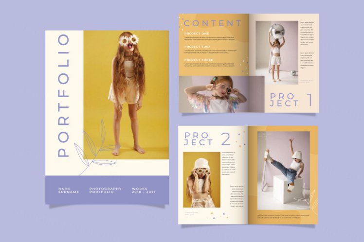 手绘清新卡通摄影工作室介绍儿童相册培训班矢量设计模板素材