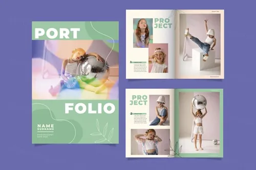 手绘清新卡通摄影工作室介绍儿童相册培训班矢量设计模板素材