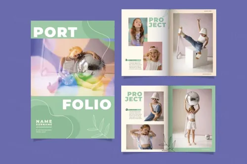 手绘清新卡通摄影工作室介绍儿童相册培训班矢量设计模板素材