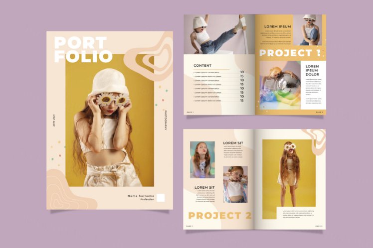 手绘清新卡通摄影工作室介绍儿童相册培训班矢量设计模板素材