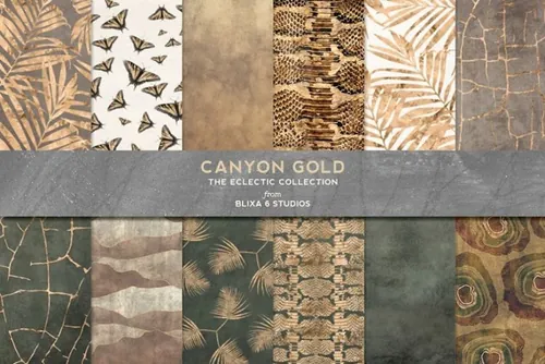 烫金背景纹理 Canyon Gold Palm Snake