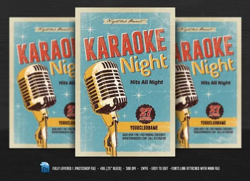 卡拉ok宣传海报 Karaoke Night Flyer