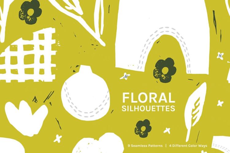 花卉无缝图案背景纹理 Floral Silhouette