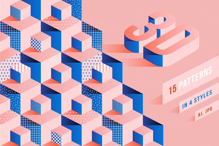 立体几何图案背景纹理 3D Pattern Collecti