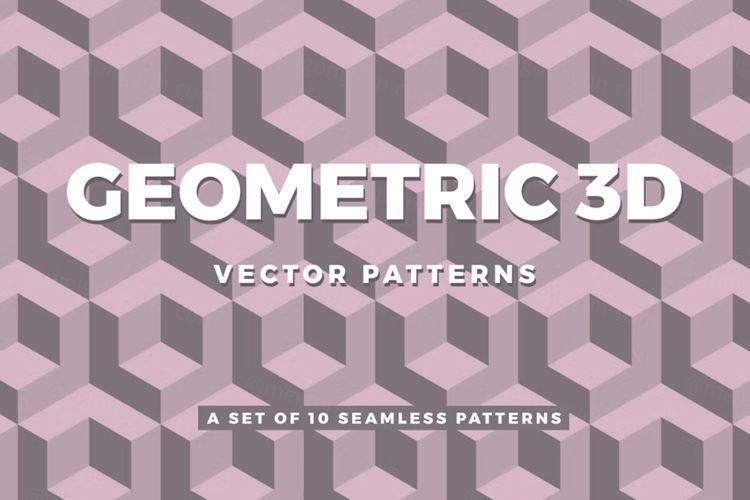 10款3D几何抽象无缝拼接图案素材 Geometric 3D