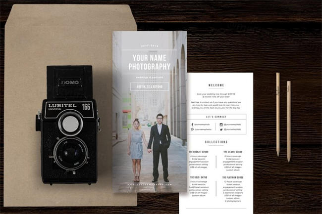 婚礼邀请函模板 Wedding Photographer Rack Card