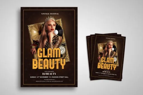 时尚高端奢华轻奢质感的魅力美容院整容整形医院glam-beauty-flyer
