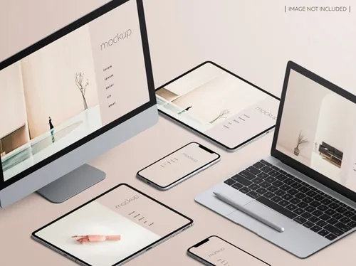 高品质欧美极简主义苹果手机iPad笔记本网页UI设计展示样机PSD模板素材