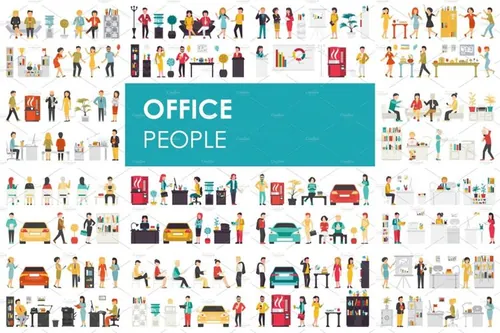 扁平化人物图标 Office flat people set