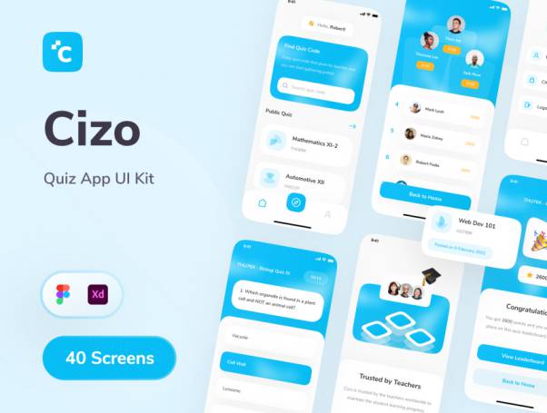 极简时尚的高质量测验移动APP界面UI素材 Cizo - Quiz A