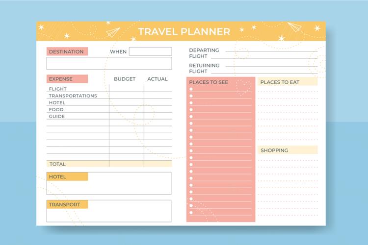 漂亮的粉色旅行假期规划日程表开学课程表学习复习计划表EPS矢