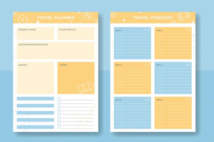 漂亮的粉色旅行假期规划日程表开学课程表学习复习计划表EPS矢