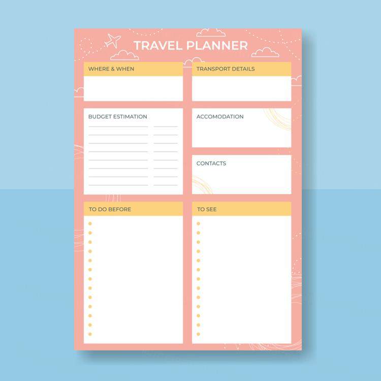 漂亮的粉色旅行假期规划日程表开学课程表学习复习计划表EPS矢