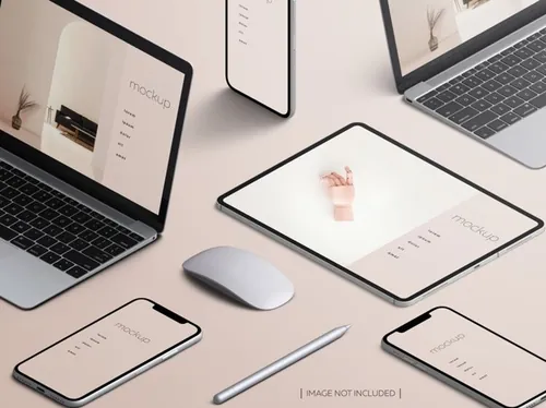高品质欧美极简主义苹果手机iPad笔记本网页UI设计展示样机PSD模板素材