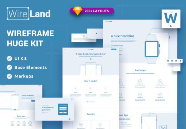 【Web篇】完整的网页线框原型库UI工具包 Wireland for Web