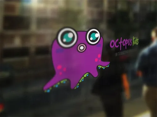 儿童卡通主题的logo模版 Octopus Kids
