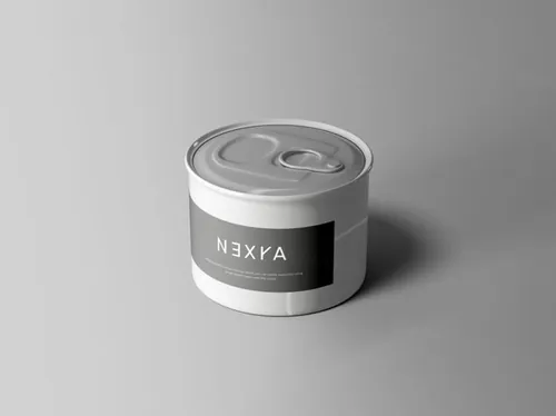 食品罐头外观设计图样机模板 Small Tin Can Mockup