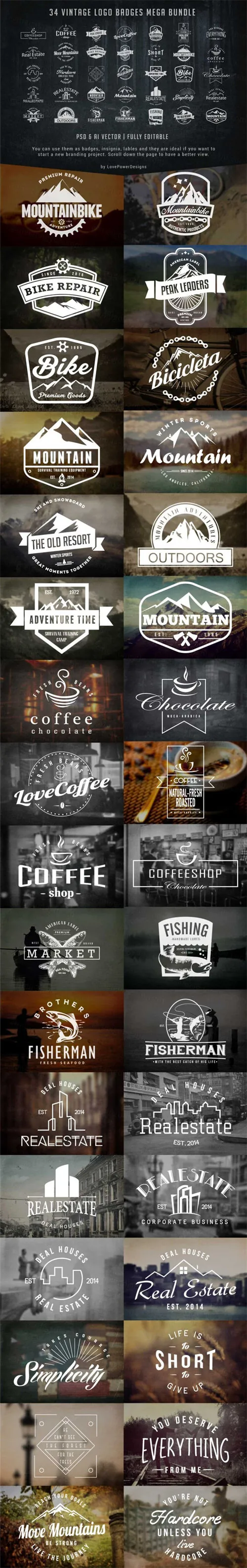 经典的logo模版 Vintage Logo Badges Bundle