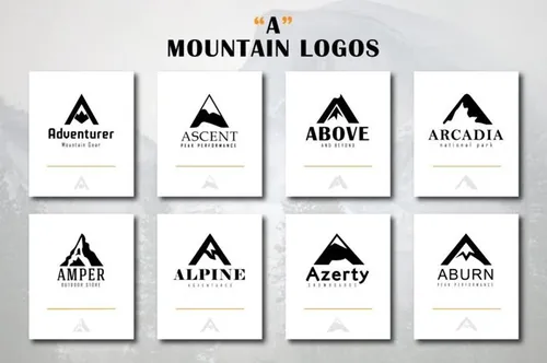 以 A 字母为原型的大山 logo 模版 Mountain Logos  Letter