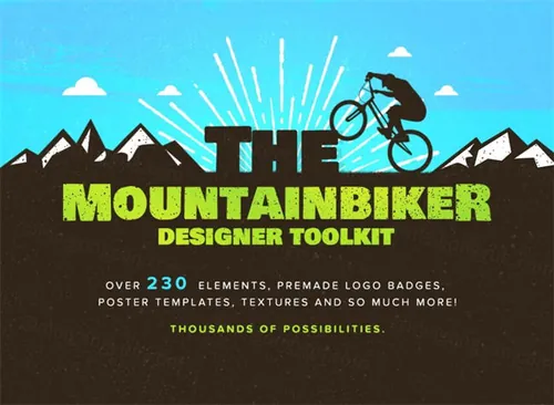 大山主题的logo模版 The Mountain Biker  Logo