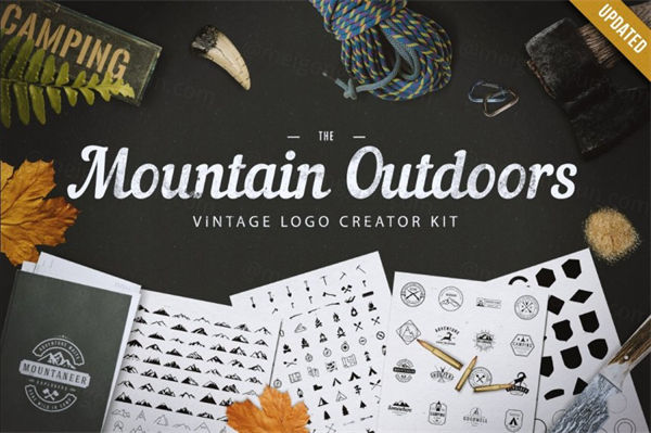 关于山主题的logo模板 Mountain Outdoor Vintage