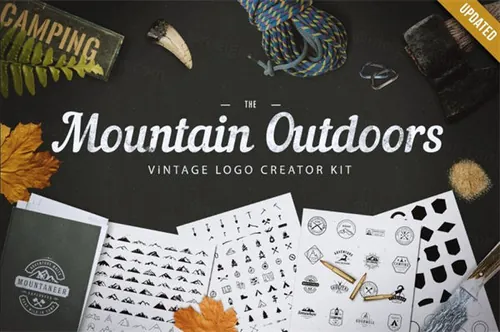 关于山主题的logo模板 Mountain Outdoor Vintage