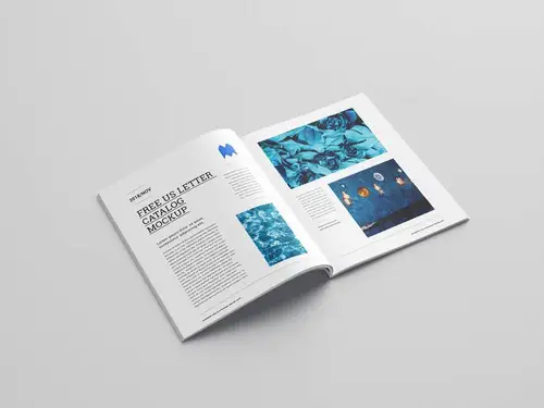 企业画册小册子设计提案展示样机PSD模板 US letter catalog mockup
