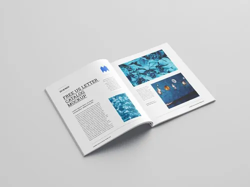 企业画册小册子设计提案展示样机PSD模板 US letter catalog mockup