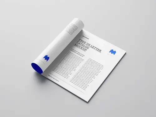 企业画册小册子设计提案展示样机PSD模板 US letter catalog mockup