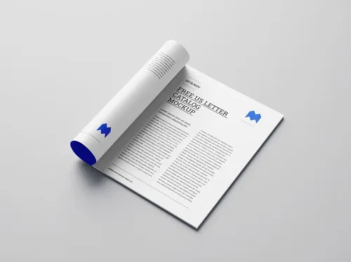 企业画册小册子设计提案展示样机PSD模板 US letter catalog mockup