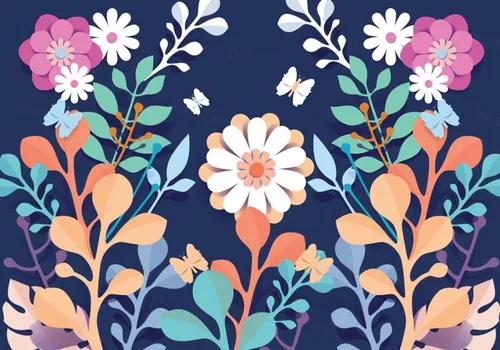 3D折纸鲜花花卉矢量图3D Floral Papercraft Pattern Flowers Vector