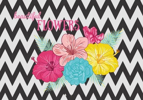 波普风美丽的花矢量插图Beautiful Flowers Background