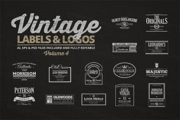 经典的标签与LOGO合集4 Vintage Labels Logos