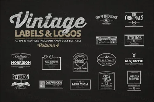 经典的标签与LOGO合集4 Vintage Labels Logos