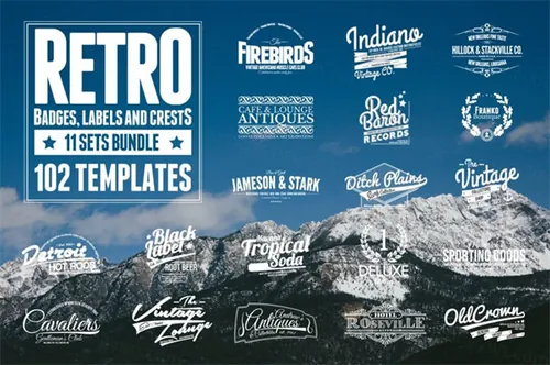 103个怀旧的logo与标签图形 102 Retro Badges