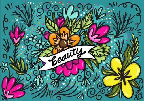 手绘涂鸦风格鲜花插图Beauty Banner With Flowers Vector