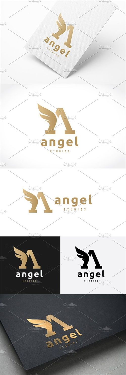 天使主题LOGO模板 Angel Logo Letter A logo template