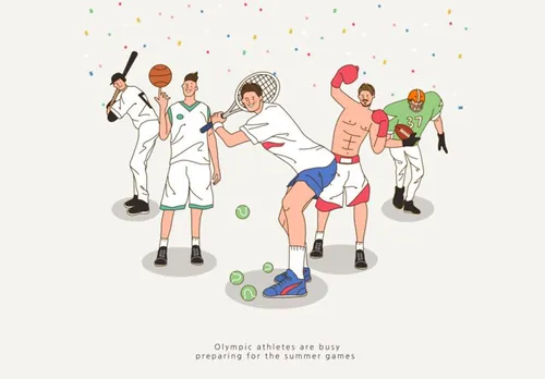 Team Spirit 韩国扁平化风格体育团队精神庆祝AI矢量插画素材 ti013a22309