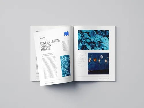 企业画册小册子设计提案展示样机PSD模板 US letter catalog mockup