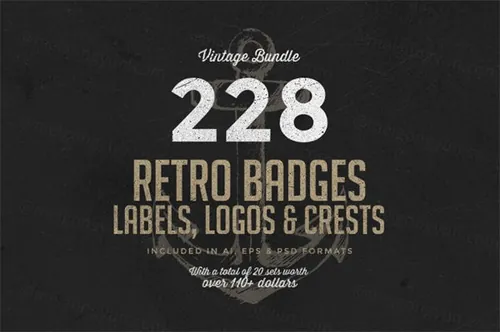 经典图形字体LOGO 228 Retro Badges Logos Bundle