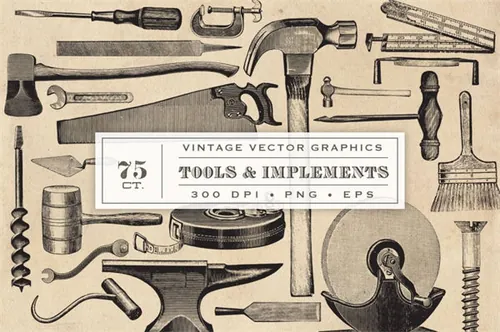 复古工具元素图形素材 Vintage Tool  Implement