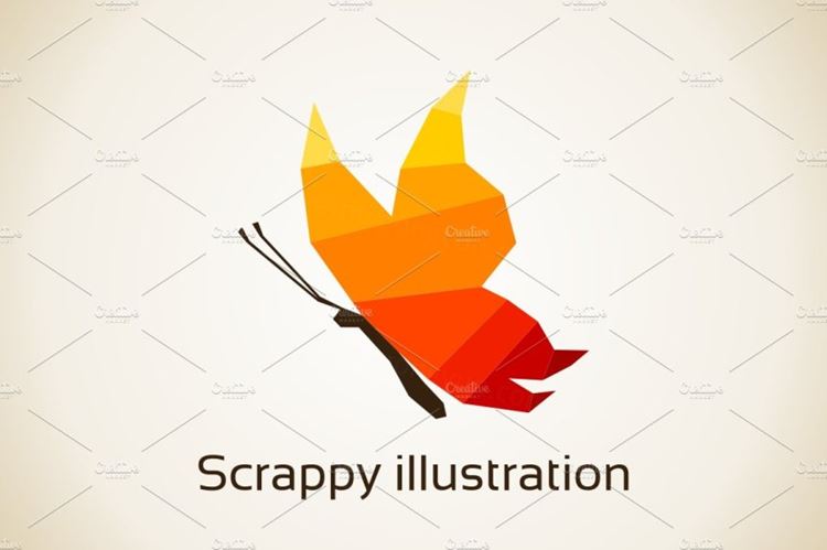 蝴蝶创意LOGO模板 Scrappy illustration