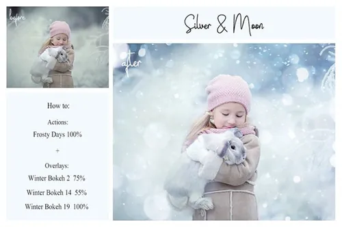 PS动作+图层叠加焦外曝光雪花效果背景光斑图片调色叠加合辑