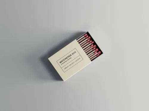少见稀有的火柴盒包装设计VI样机展示模型 Matchstick Box Mockup