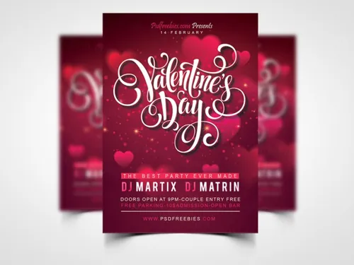 Valentines Party Flyer PSD Template