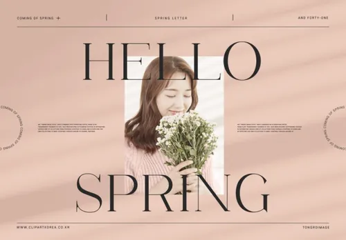 春季浪漫的粉色欧美英文版式购物促销高端女装海报PSD模板