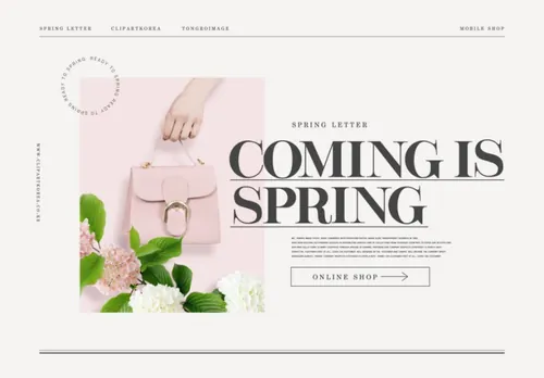 春季浪漫的粉色欧美英文版式购物促销高端女装海报PSD模板