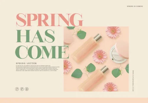 春季浪漫的粉色欧美英文版式购物促销高端女装海报PSD模板